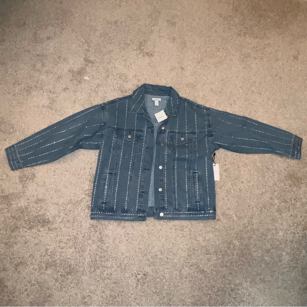 Rhinestone embellished denim jacket